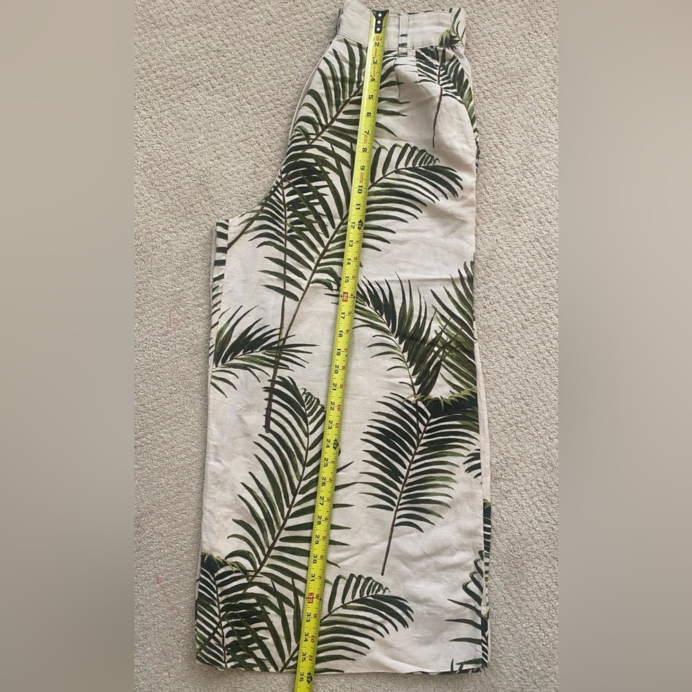 H&M Pleated Ultra Wide Leg Pants Size 4 Linen Blend Palm Leaf Print 🌴 Very Chic - Picture 7 of 12